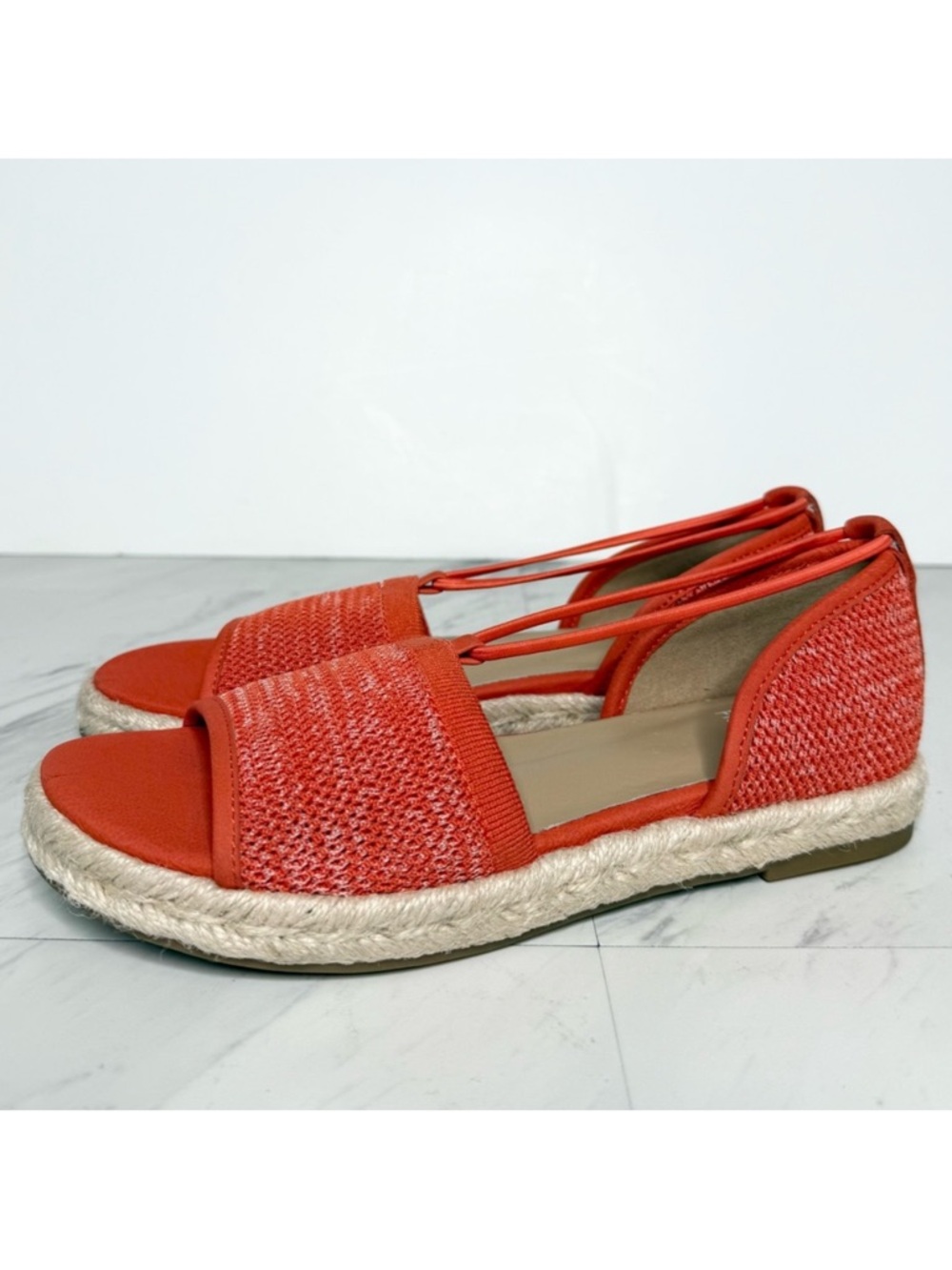 New! Eileen Fisher Orange Espadrille Open Toe Flat 6 1/2